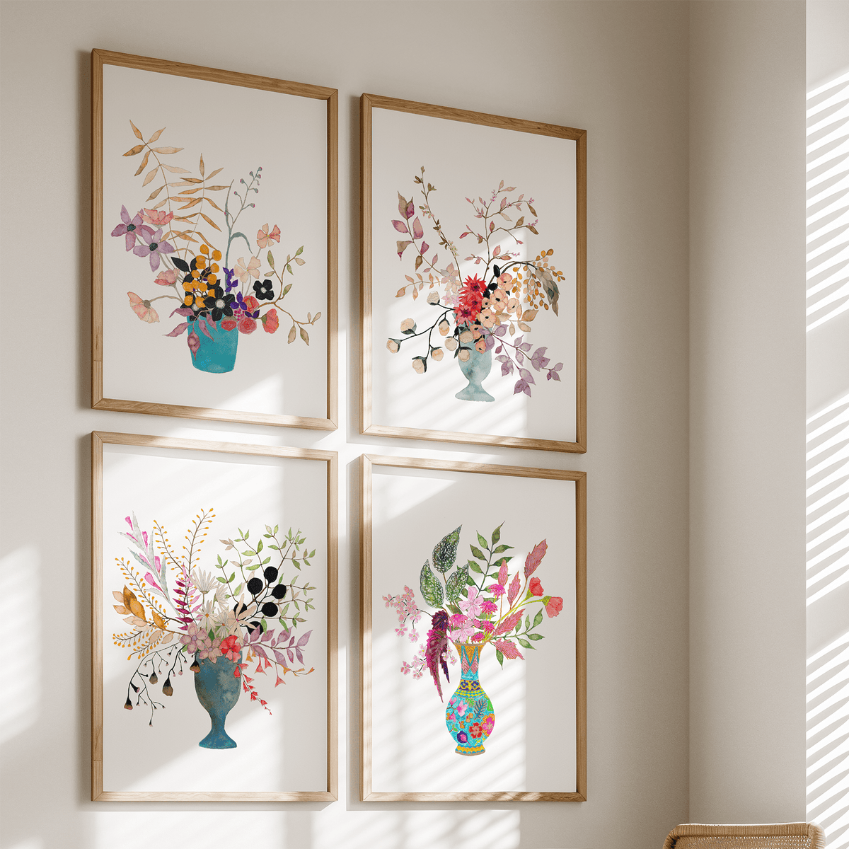 Watercolor Wildflowers in Vases Art Print Set of 4 – Snoogs & Wilde