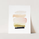 a white card with a painting of different colors