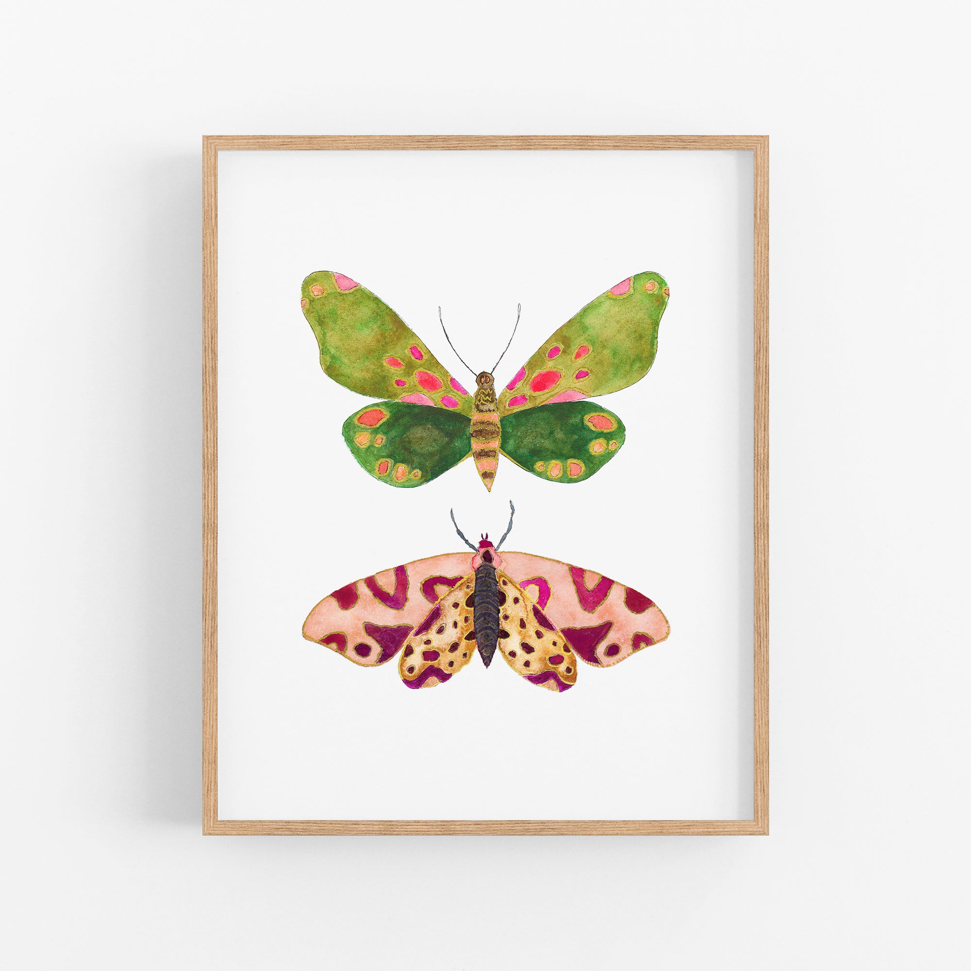 a painting of two butterflies on a white background