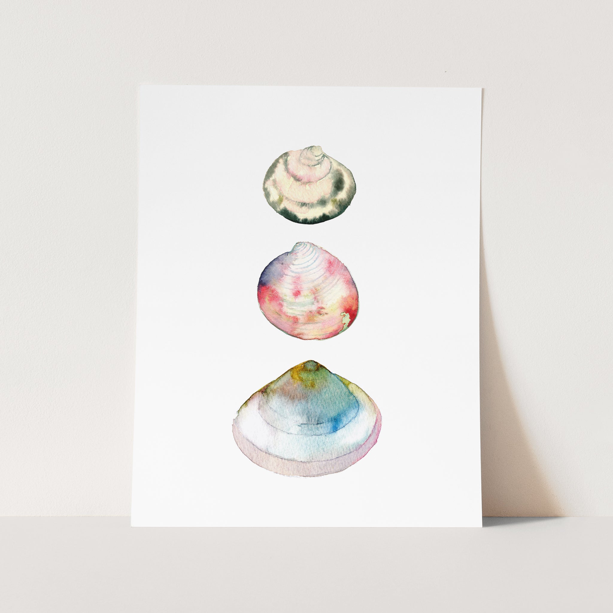 a card with three seashells on it