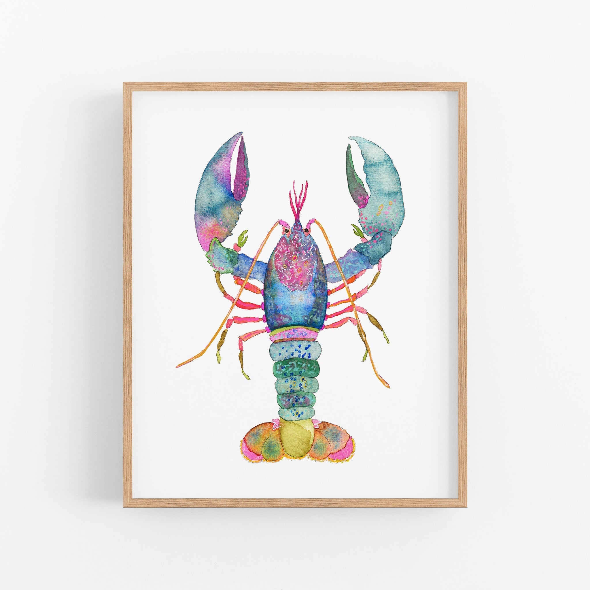 a watercolor painting of a lobster on a white background