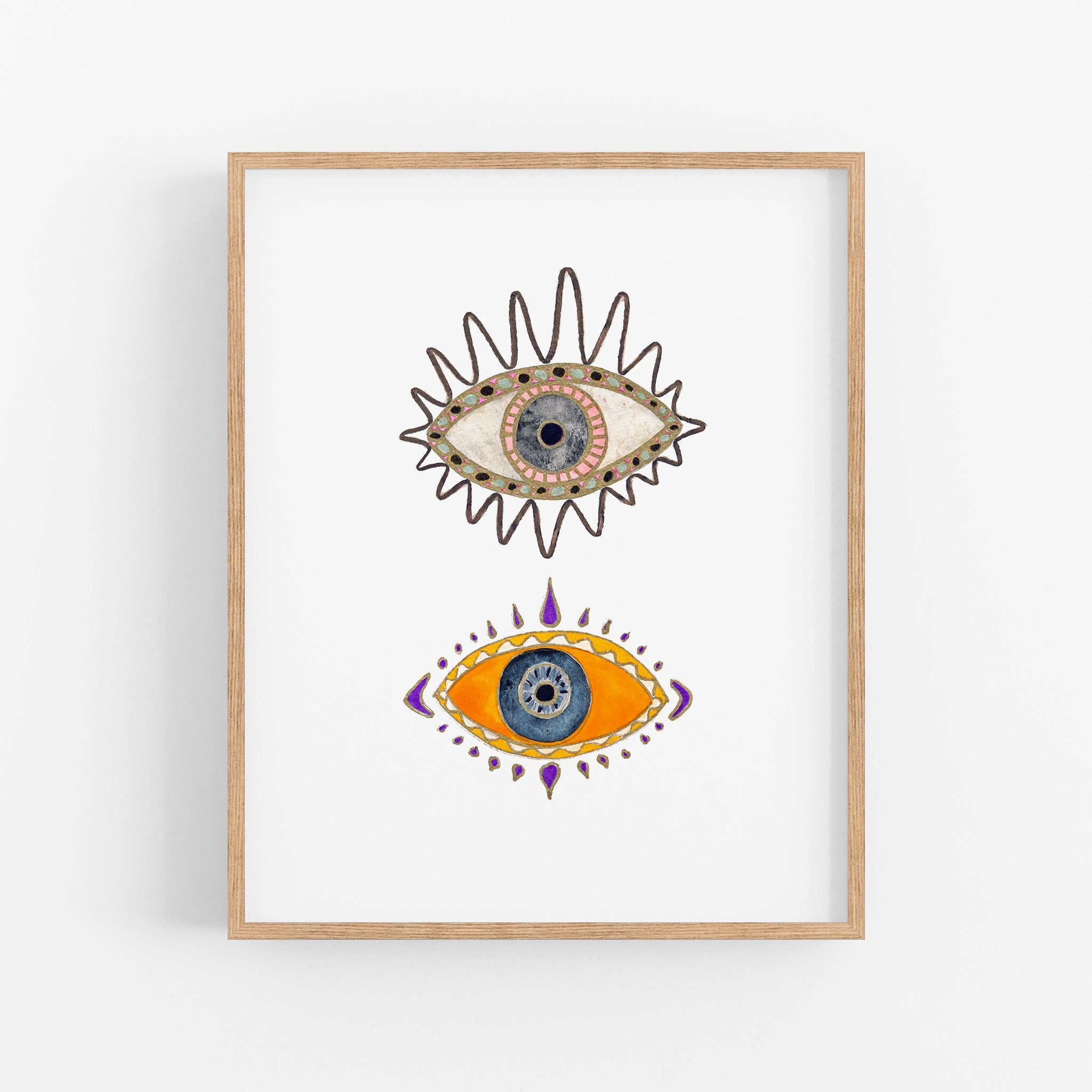 a picture of an eye and an eyeball hanging on a wall