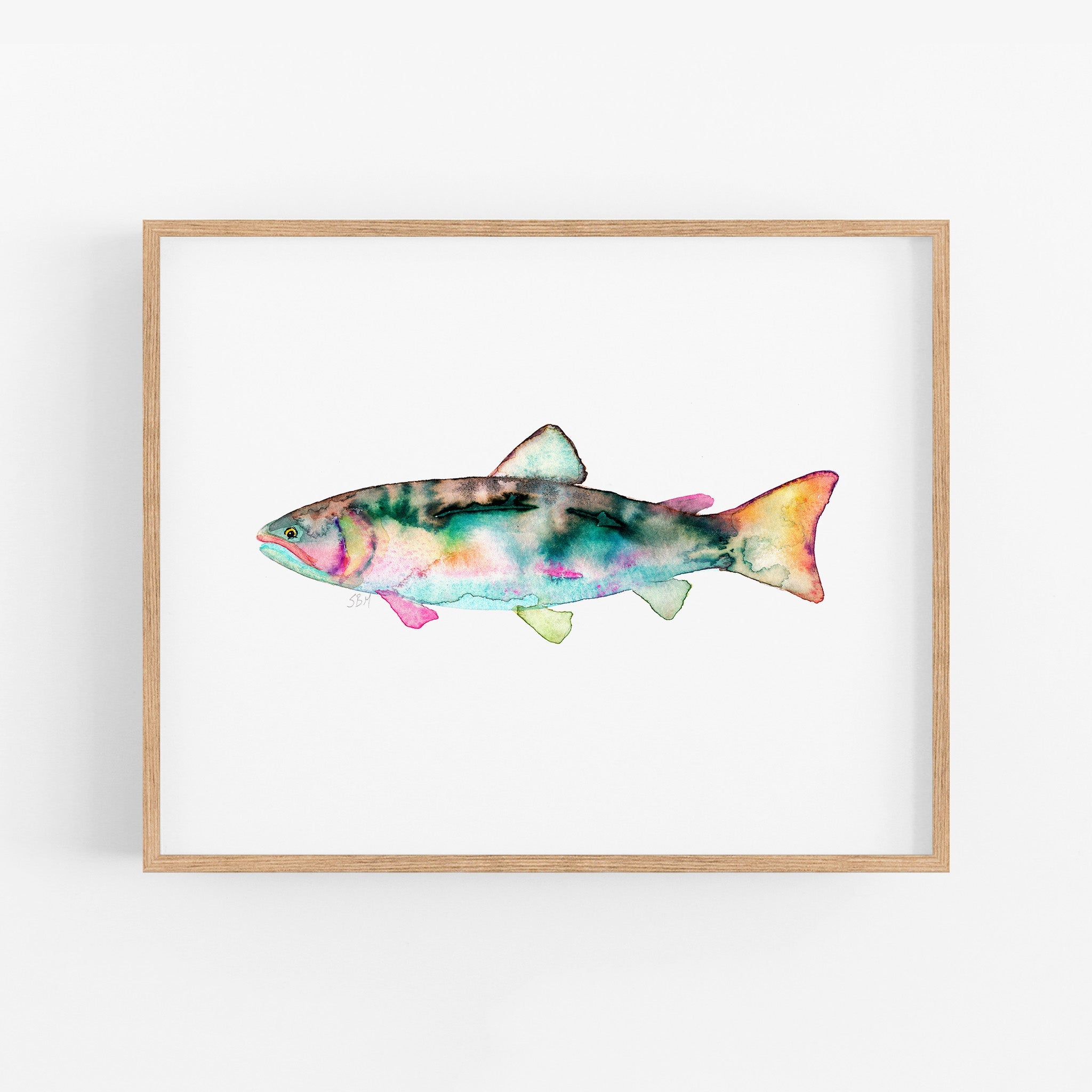 a painting of a fish on a white background