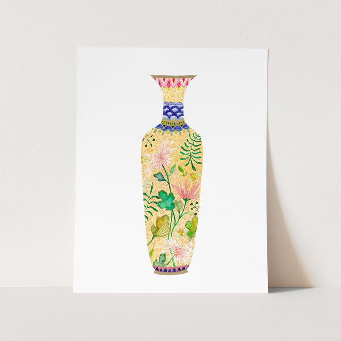 a painting of a vase on a white background