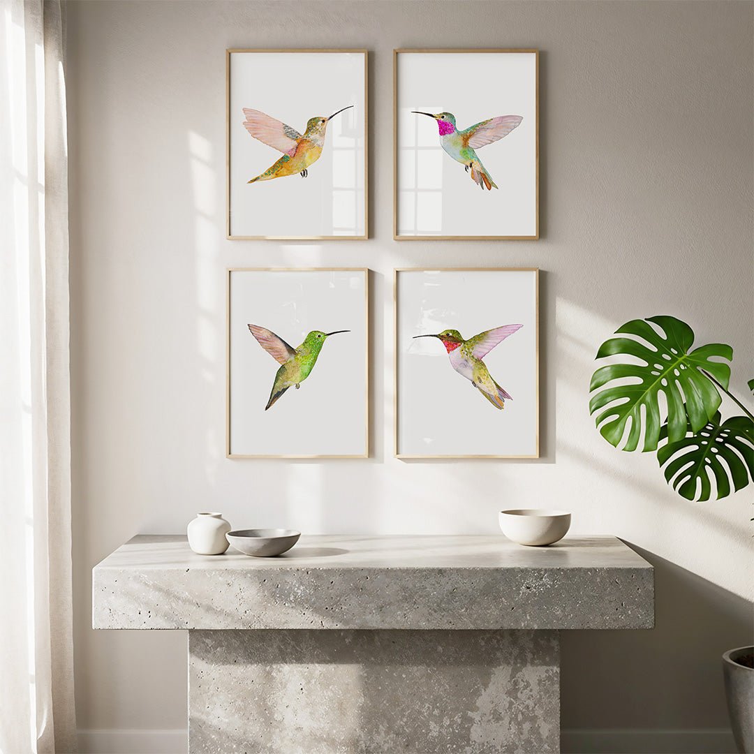 ★ HUMMING BIRDS 4点セット Hummingbird ~ Print Set of 4 – Snoogs & Wilde