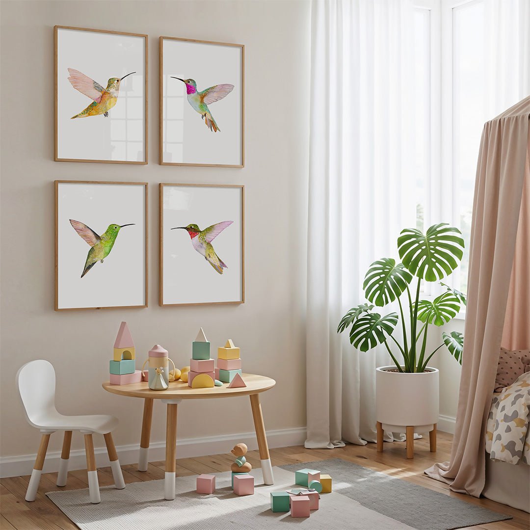 ★ HUMMING BIRDS 4点セット Hummingbird ~ Print Set of 4 – Snoogs & Wilde