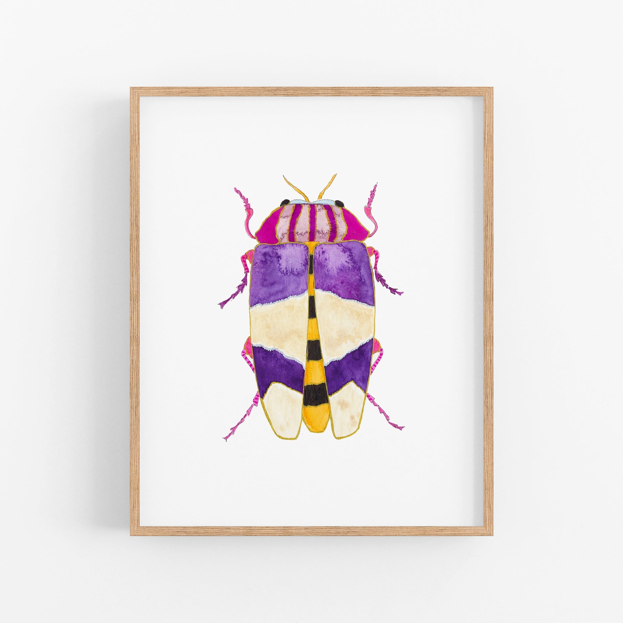 a painting of a beetle on a white wall