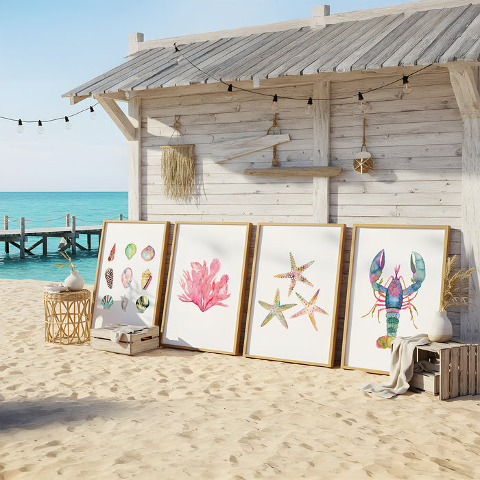 Beach House - Art Print Set of 4