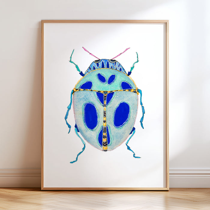 Pink & Blue Beetles - Set of 2 Art Prints