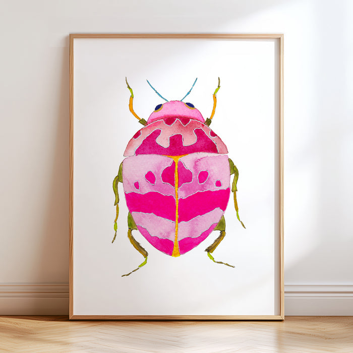 Pink & Blue Beetles - Set of 2 Art Prints