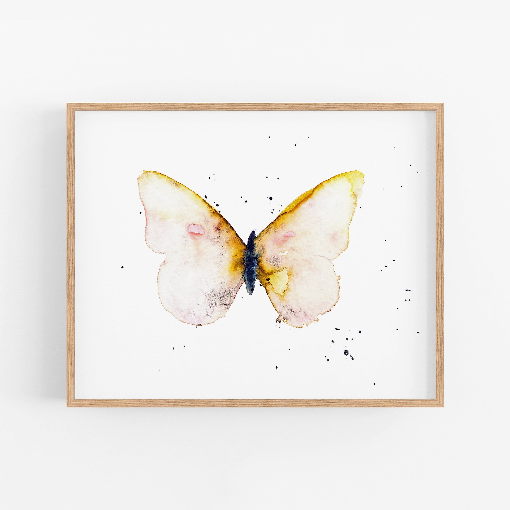 a watercolor painting of a yellow butterfly