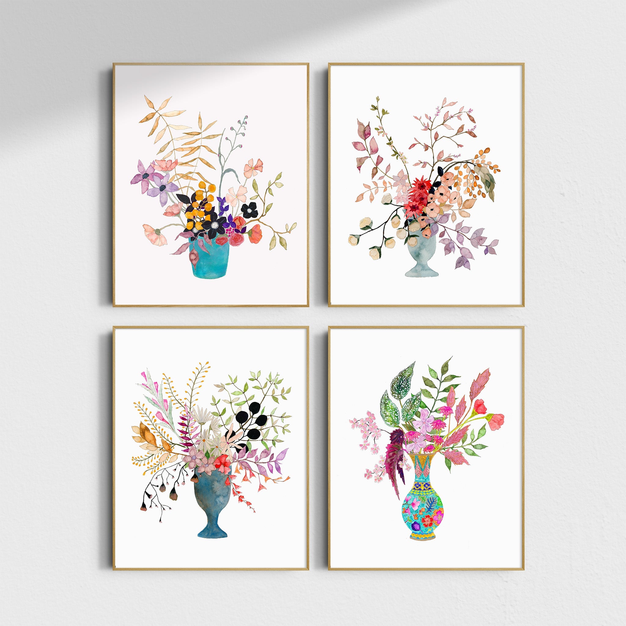 Watercolor Wildflowers in Vases Art Print Set of 4 – Snoogs & Wilde