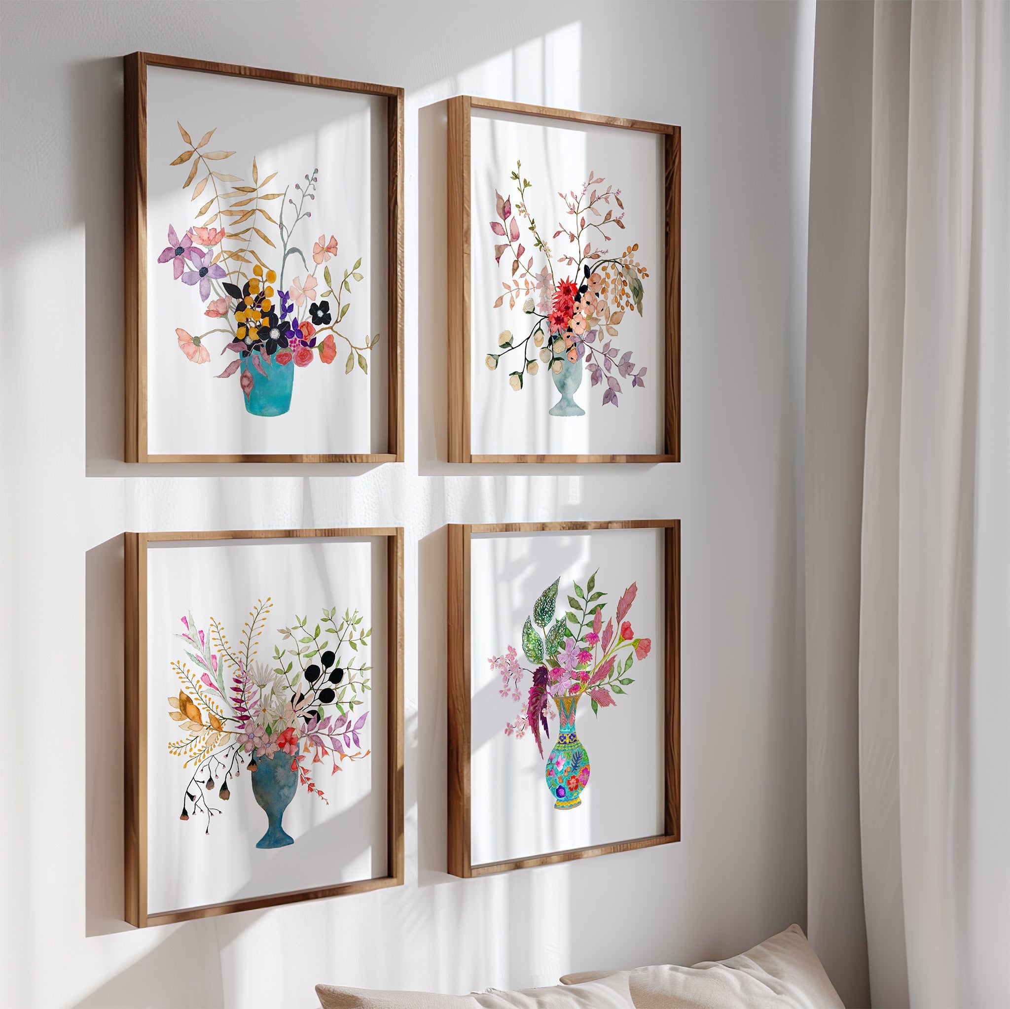 Watercolor Wildflowers in Vases Art Print Set of 4 – Snoogs & Wilde