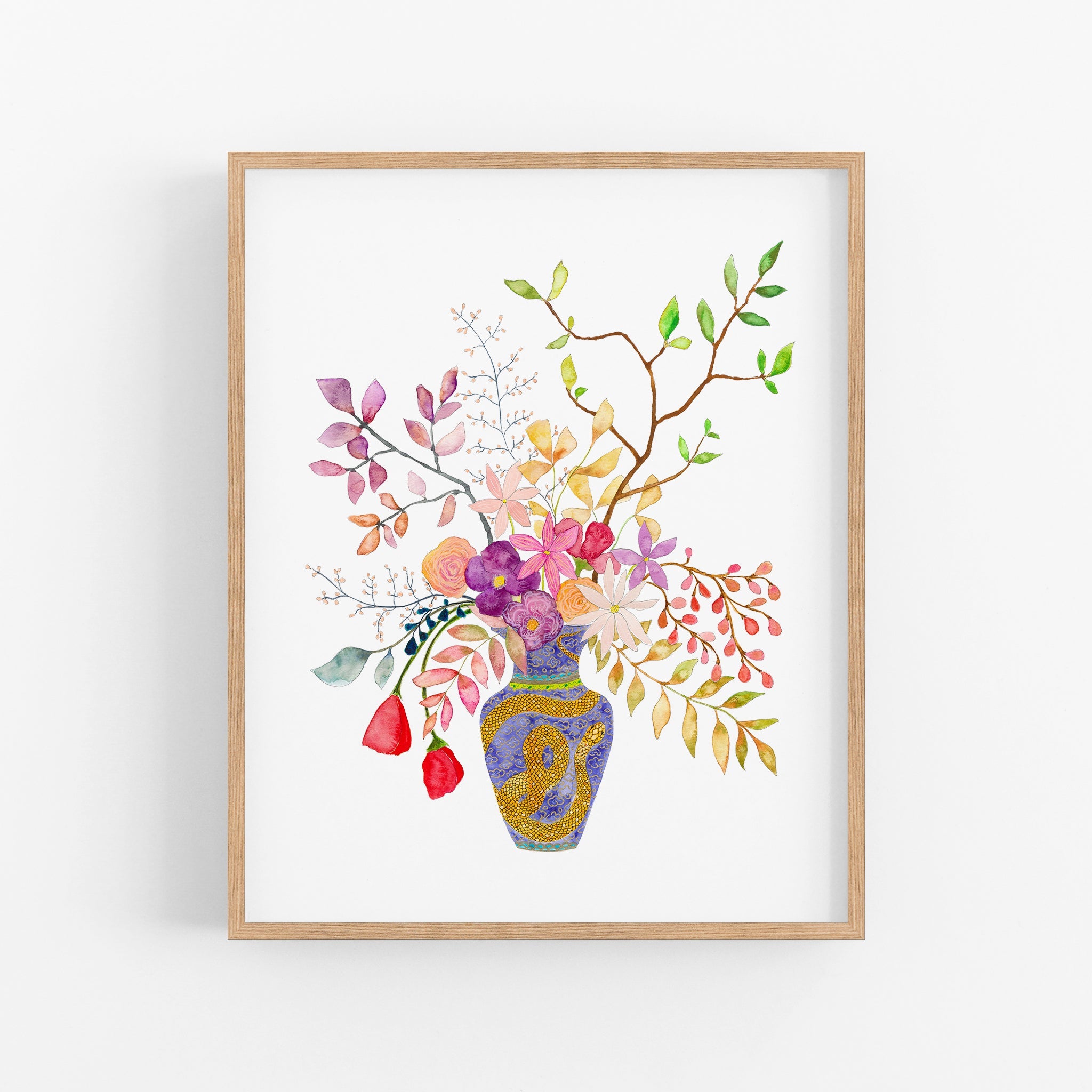 a painting of a vase with flowers in it