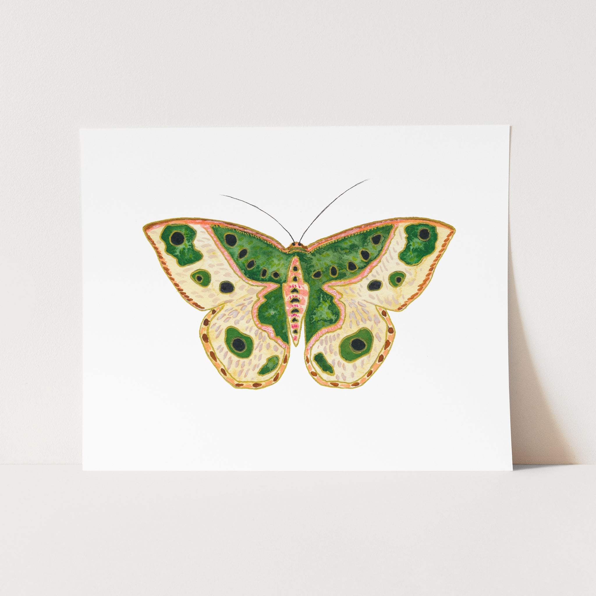 a card with a green and yellow butterfly on it