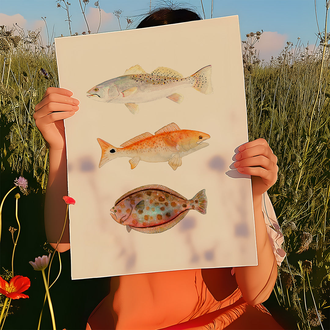 Texas Grand Slam - 3 Fish Art Print