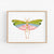 a painting of a pink and green butterfly