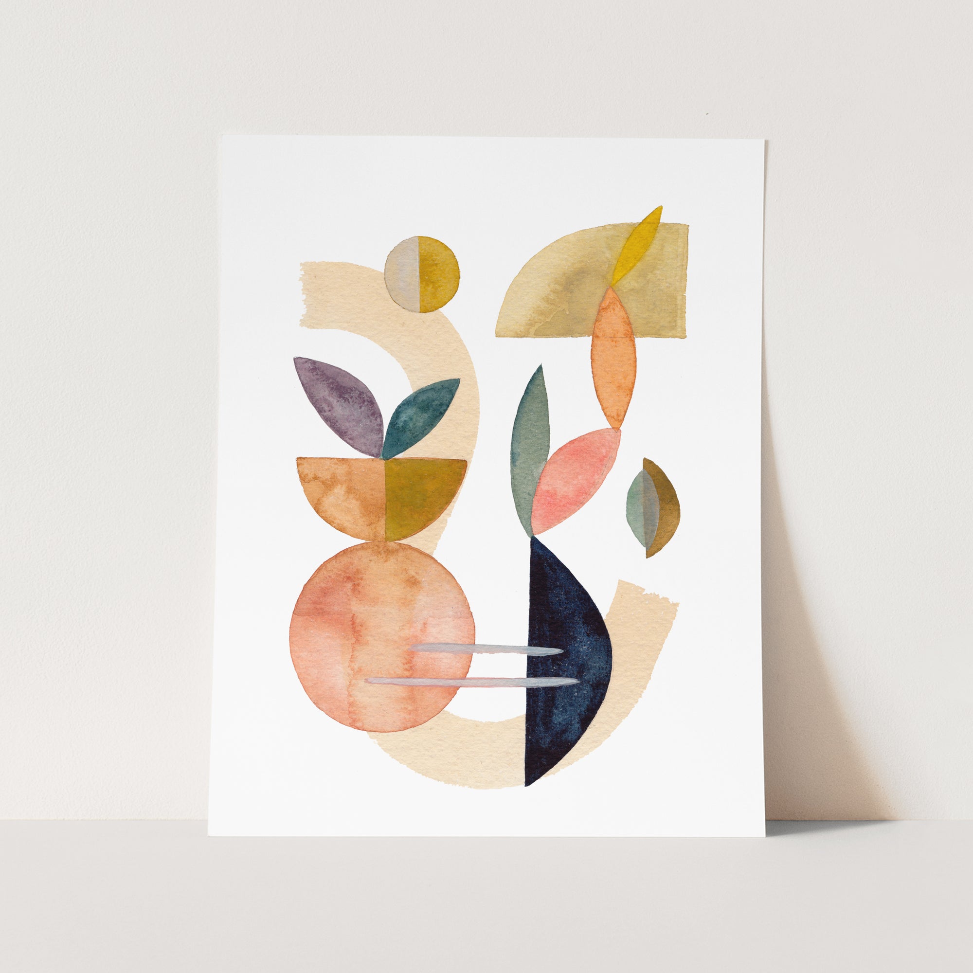 a card with a watercolor painting of an apple
