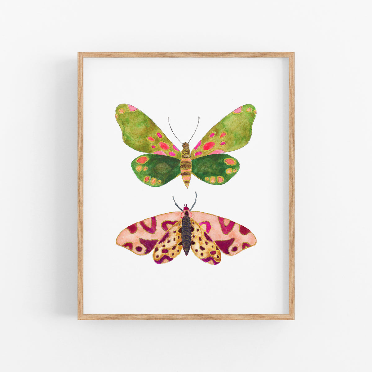 a painting of two butterflies on a white background