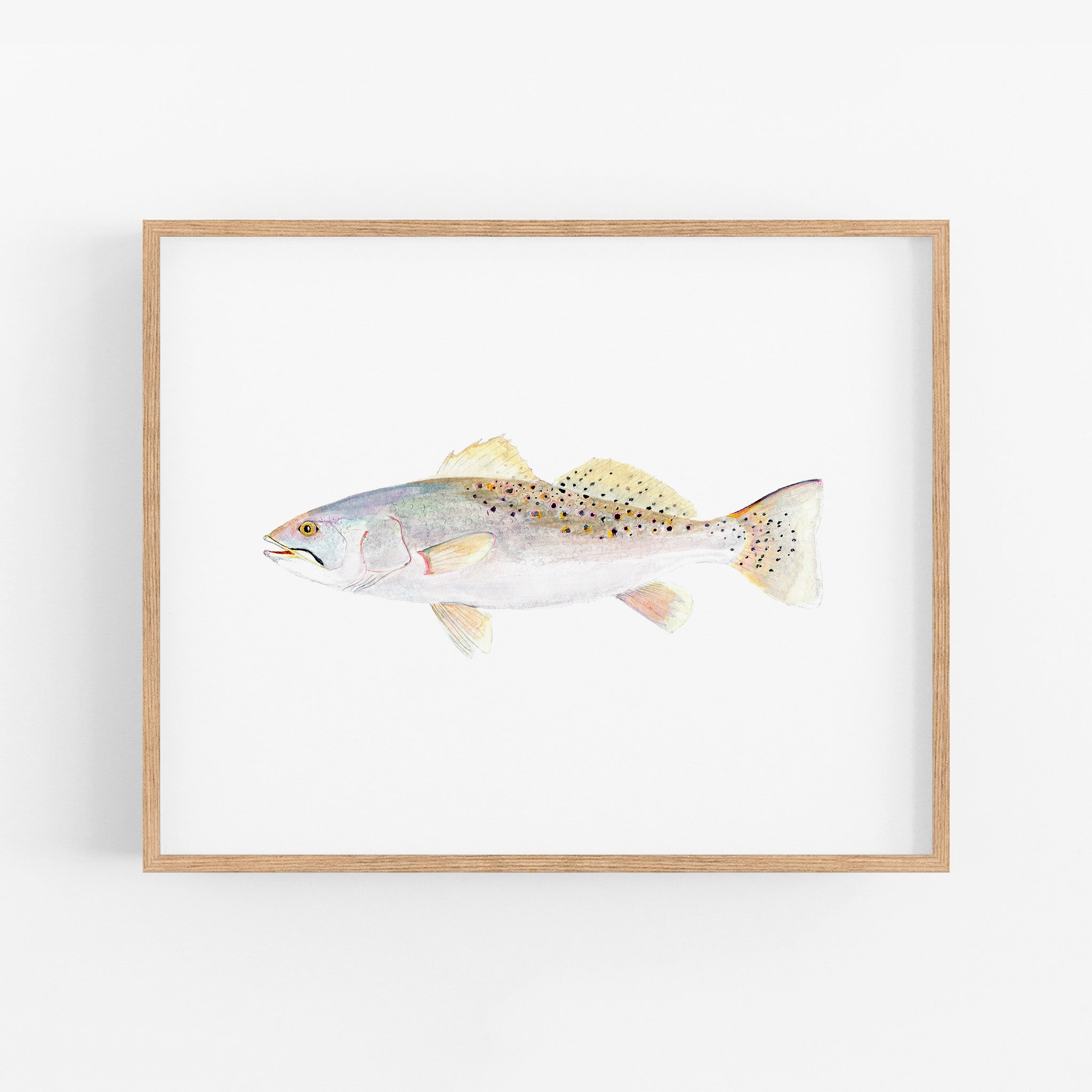 a painting of a fish on a white wall