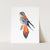 a colorful bird sitting on top of a white card