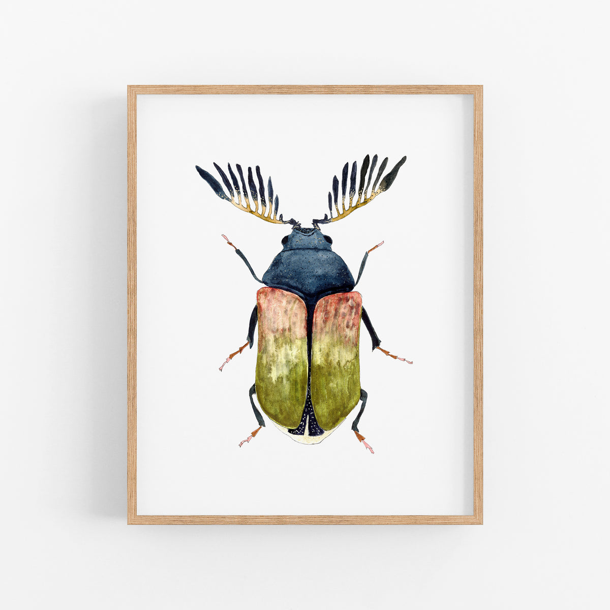 a painting of a beetle on a white wall