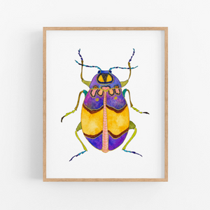 a painting of a bug on a white wall