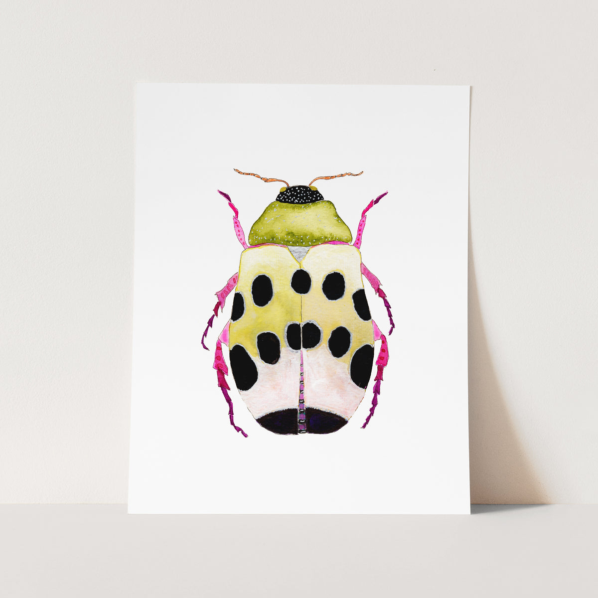 a card with a picture of a lady bug on it