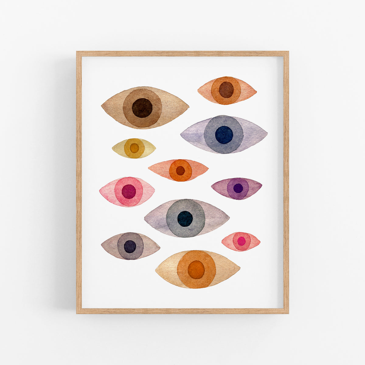 a picture of a painting with different colors of eyes