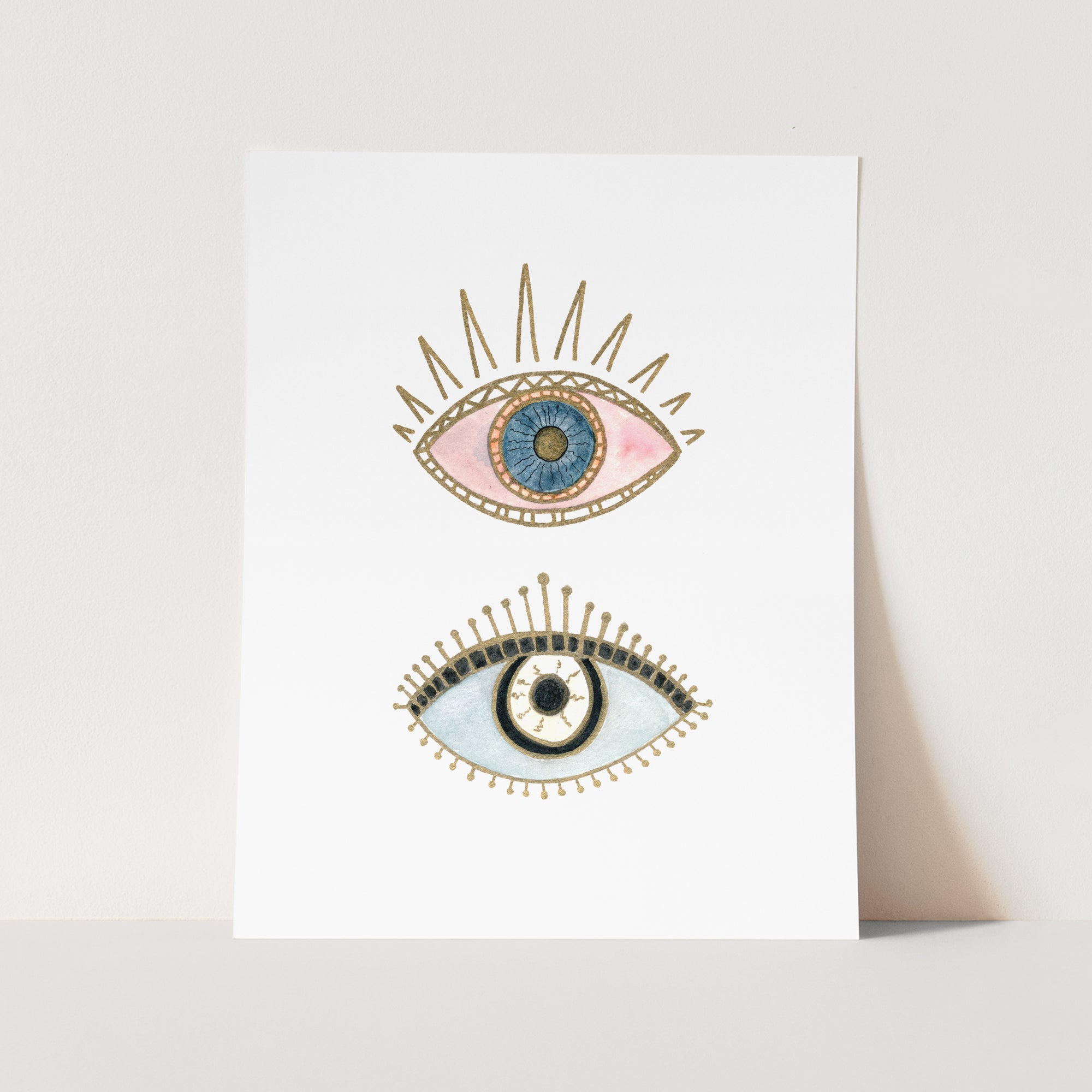 a card with two different colored eyes on it