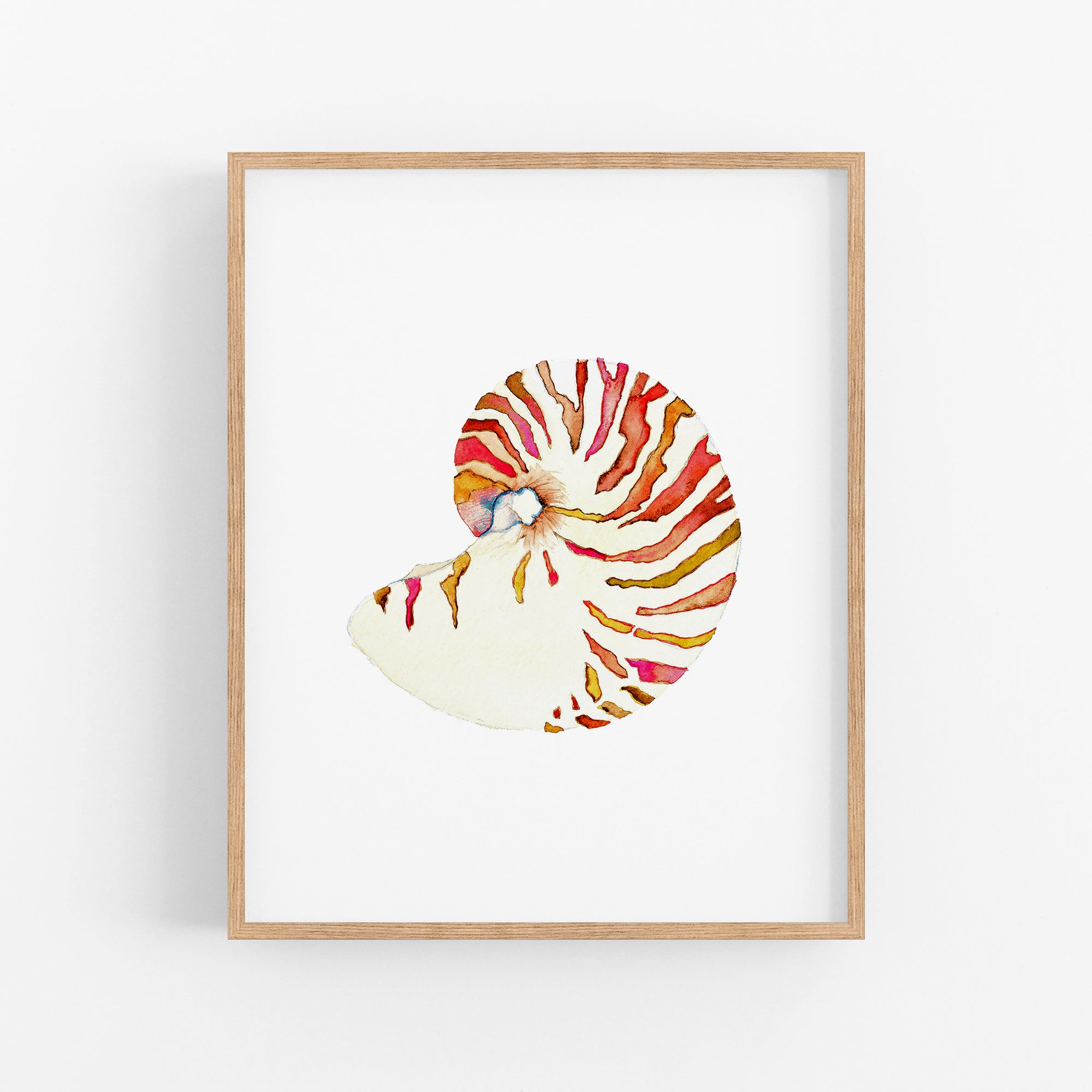 a painting of a shell on a white wall