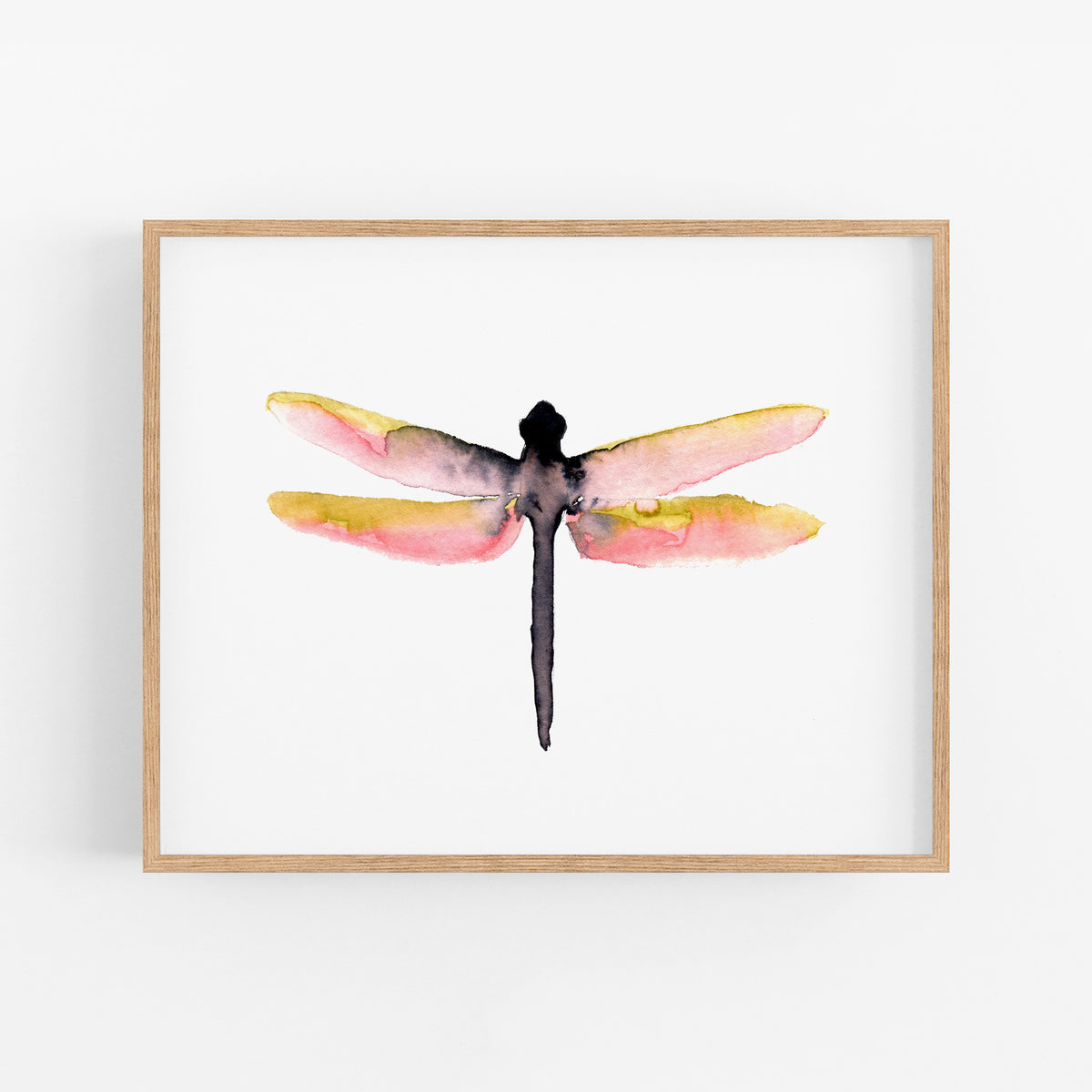 a watercolor painting of a dragonfly on a white background