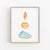 a painting of three seashells on a white background