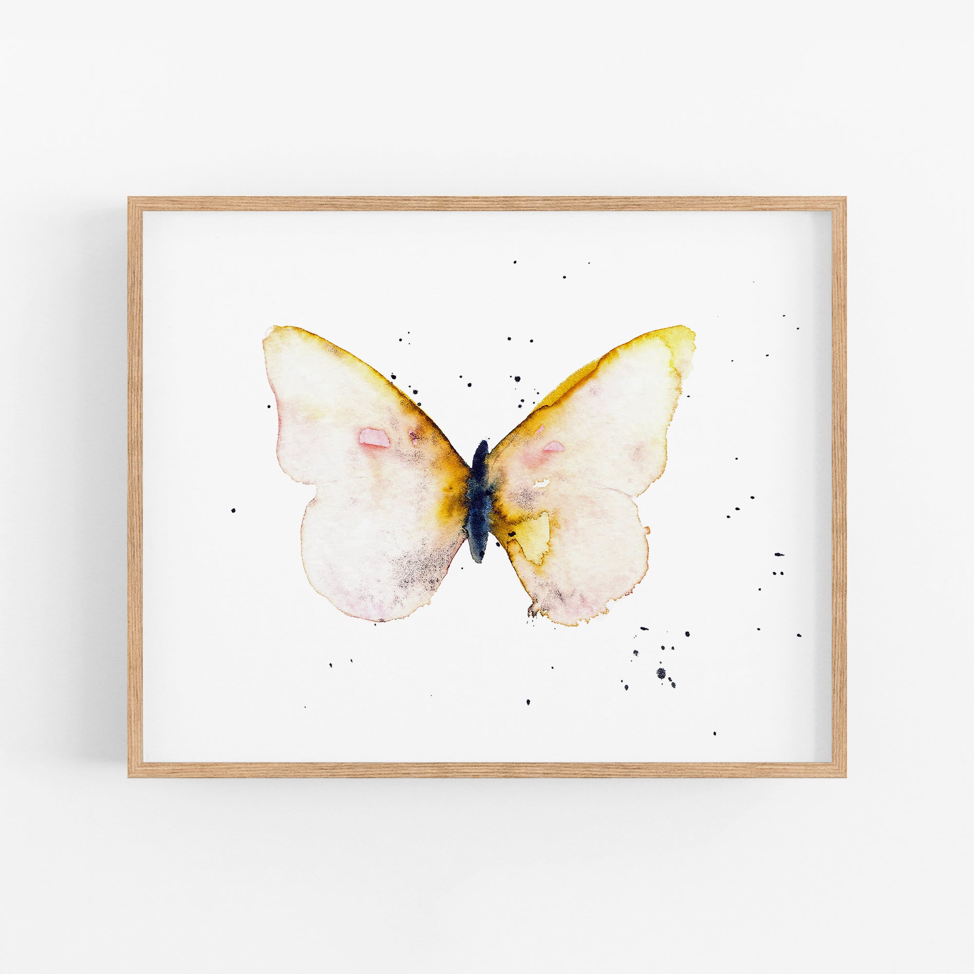 a watercolor painting of a yellow butterfly