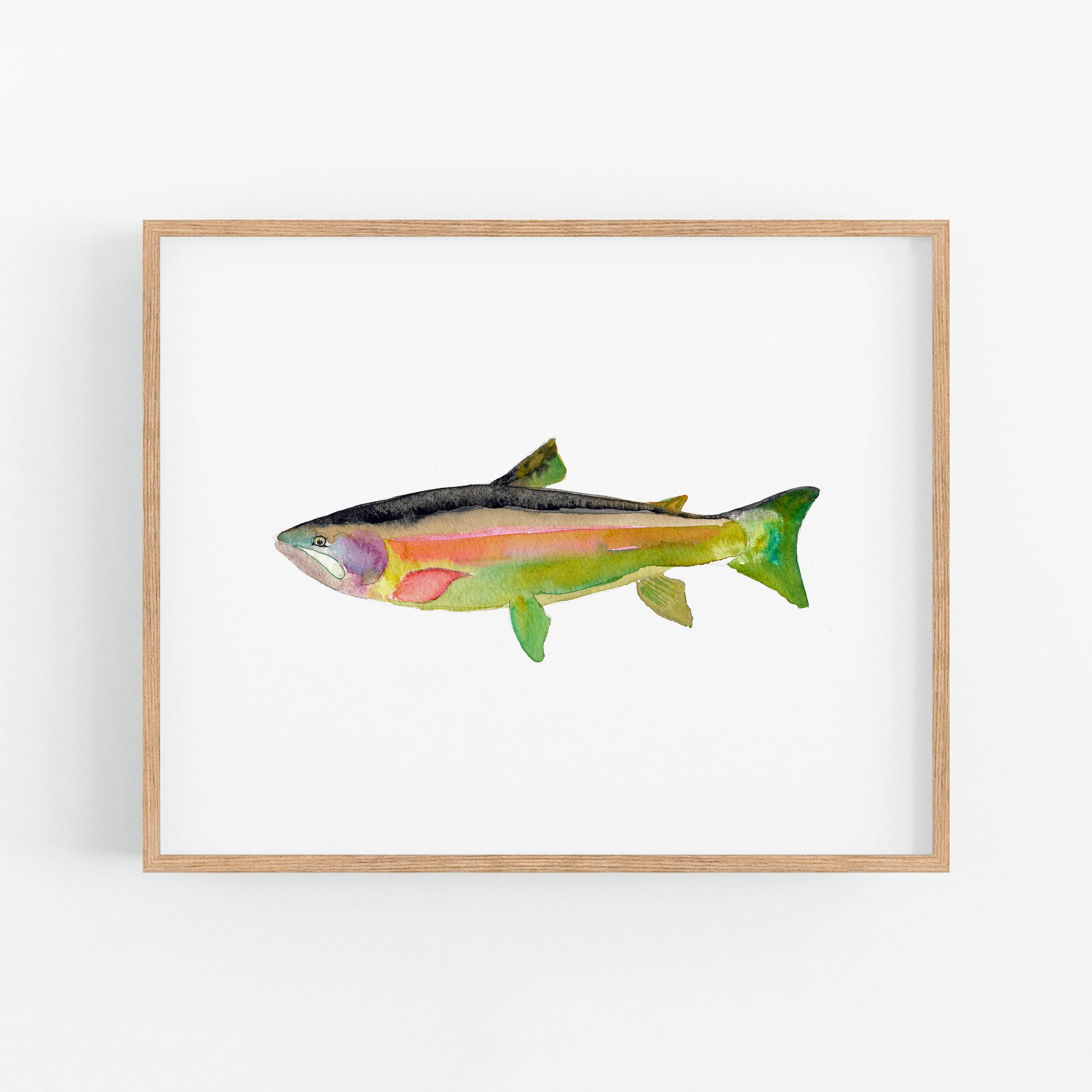 a painting of a fish on a white background