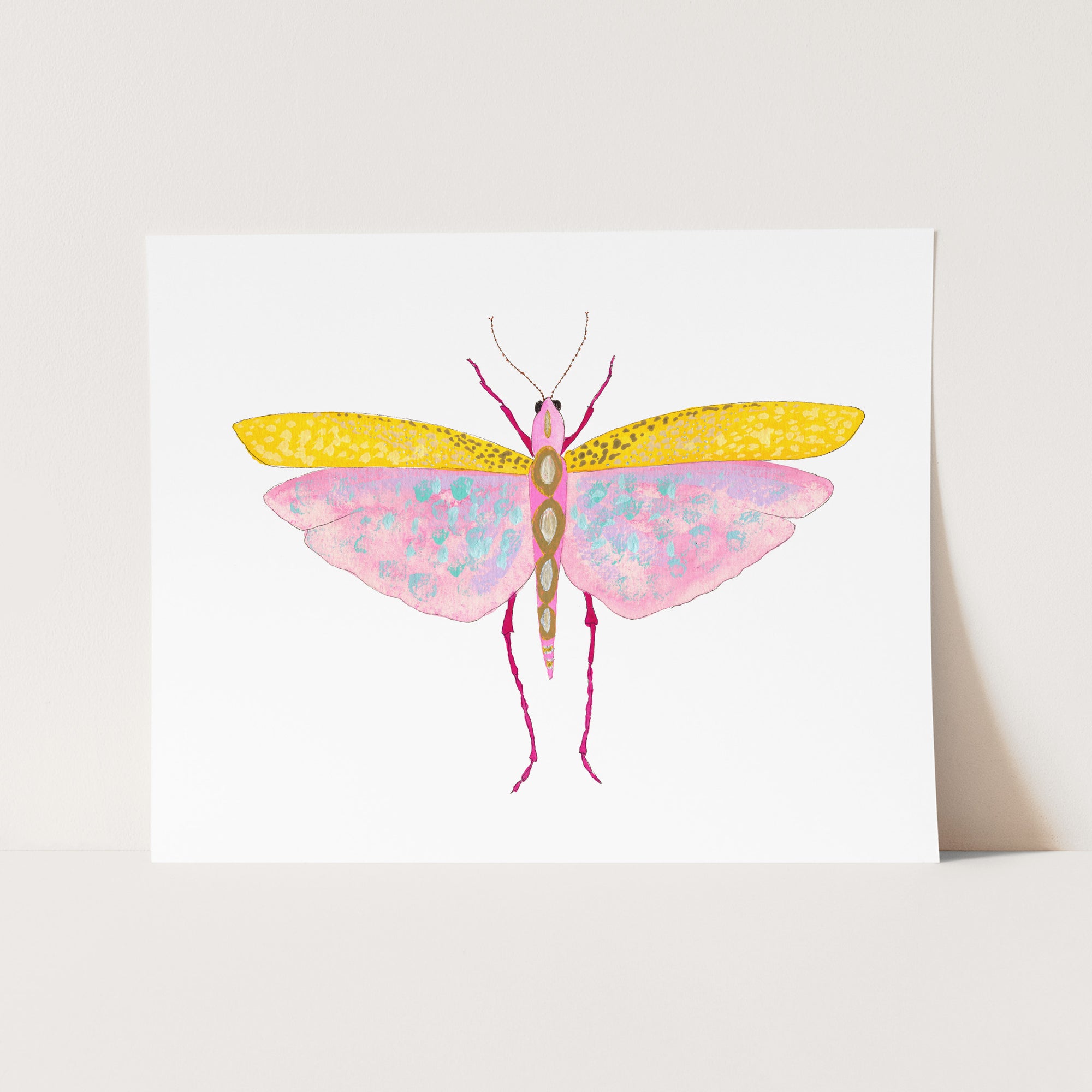 a card with a pink and yellow butterfly on it