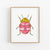 a picture of a pink and yellow bug on a white background