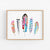 a watercolor painting of colorful feathers on a white background