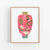 a painting of a pink vase on a white wall