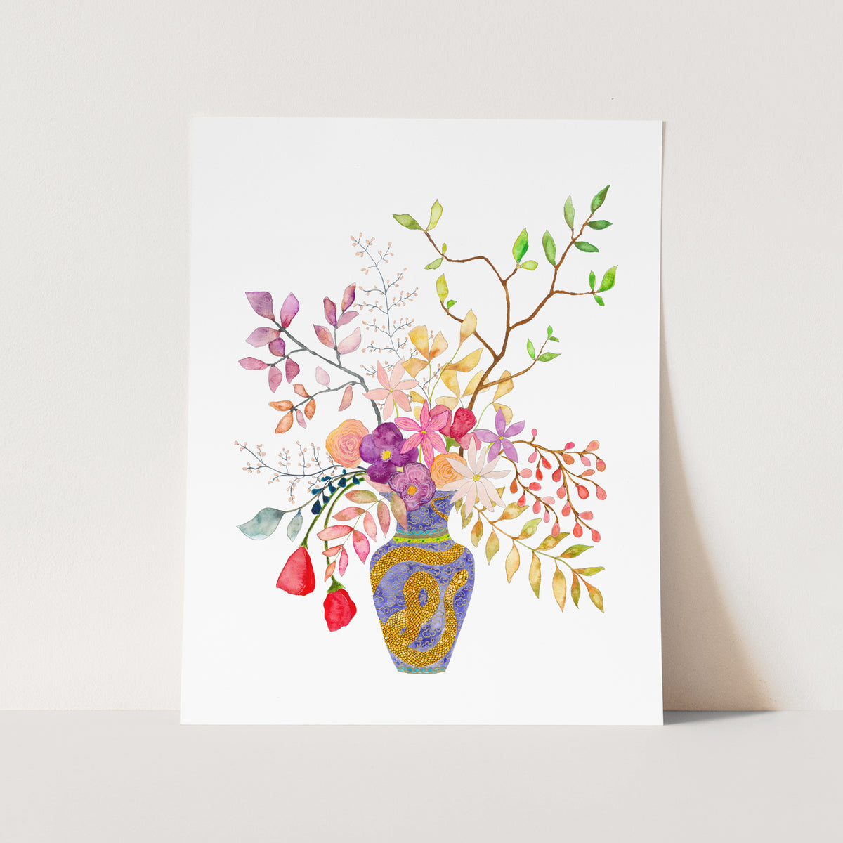 a painting of a vase with flowers in it